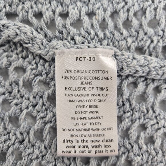 TOAD&CO Gray Recycled Denim Stretchy Crochet Semi-Sheer Tank Top Women's Size M. - Picture 14 of 17